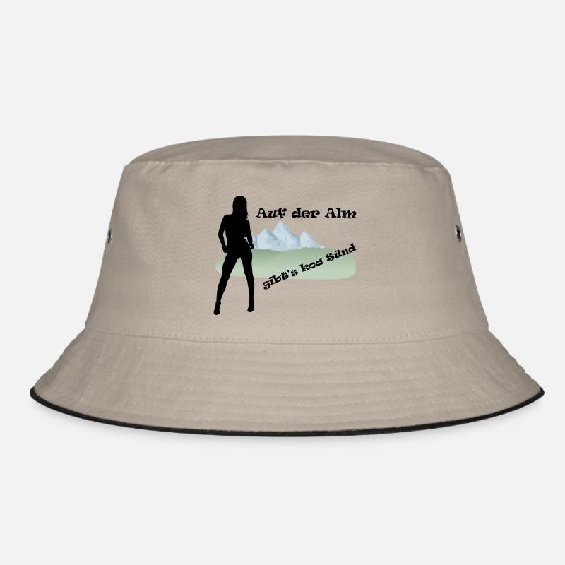 "Auf der Alm gibt's koa Sünd" by Claudia-Moda - Bucket Hat - Khaki/Schwarz
