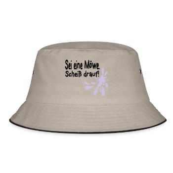 Möwen Scheiß drauf--3 - Bucket Hat - Khaki/Schwarz - Vorne