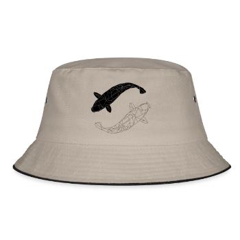 koi black and white - Bucket Hat - Khaki/Schwarz - Vorne
