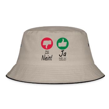 Nein heißt Nein + Daumen - Bucket Hat - Khaki/Schwarz - Vorne