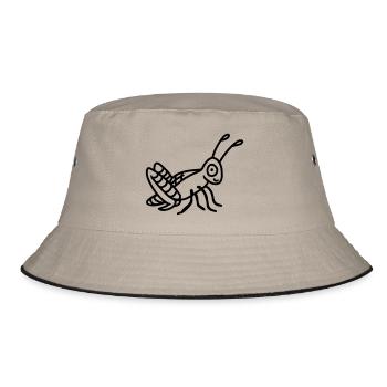 Grashüpfer - line - Bucket Hat - Khaki/Schwarz - Vorne