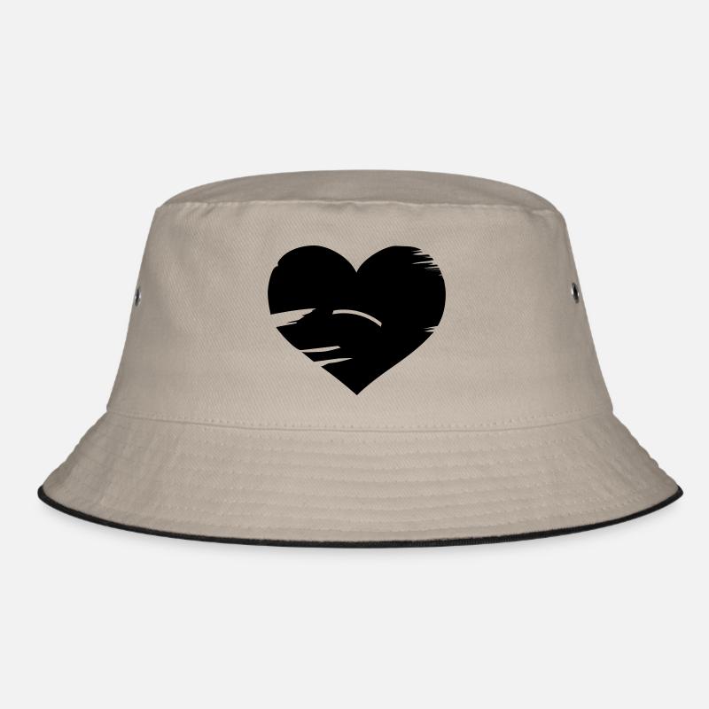 I love Brasil - Brasilien Flaggen Herz - Bucket Hat - Khaki/Schwarz