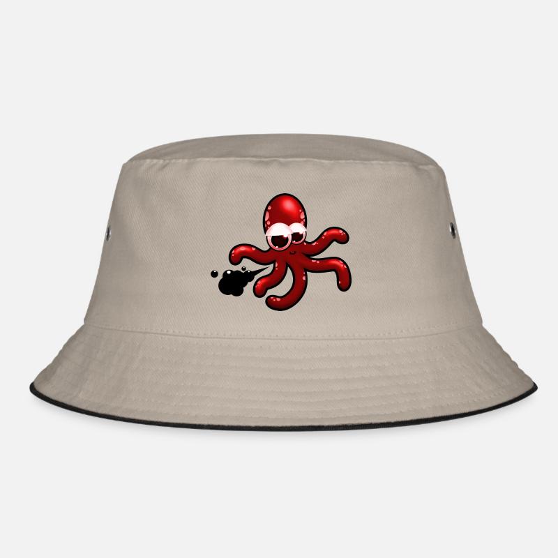 Tintenfisch Comic rot, Geschenkidee Bucket Hat