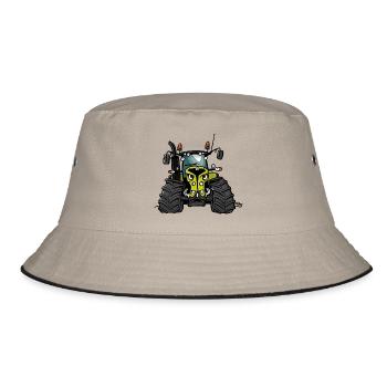 0300 light green tractor - Bucket Hat - khaki/black - Front