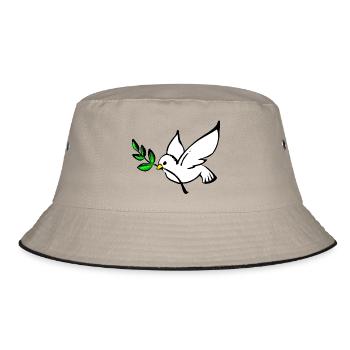 Friedenstaube - Bucket Hat - Khaki/Schwarz - Vorne