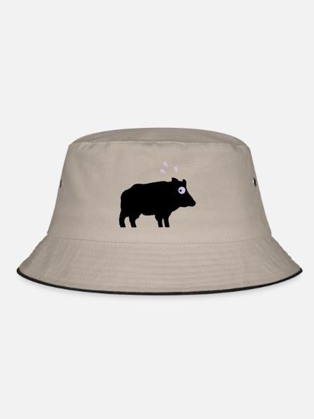 Angstschwitzendes Wildschwein - Bucket Hat - Khaki/Schwarz - Vorne