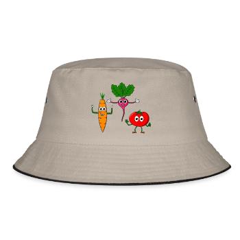 Vegetable course - three cool vegetables - Bucket Hat - khaki/black - Front