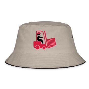 A forklift transporting a box - Bucket Hat - khaki/black - Front