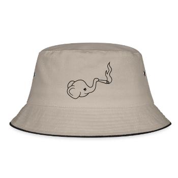 elephant head kiffen joint stoned weed ca - Bucket Hat - khaki/black - Front