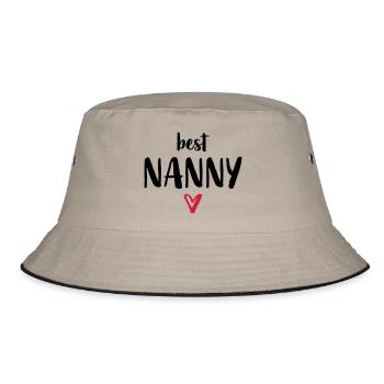 Best Nanny I Heart Gift Nursery Kita - Bucket Hat - khaki/black - Front