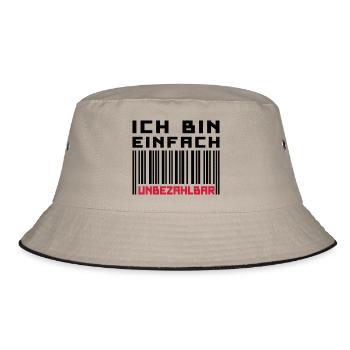 Unbezahlbar (Barcode) - Bucket Hat - Khaki/Schwarz - Vorne