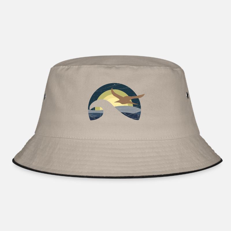 Möwe am Meer - Bucket Hat - Khaki/Schwarz