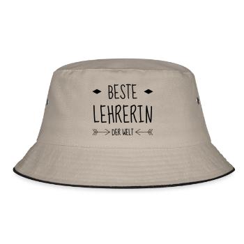School Teacher Schule Lehrerin Ecole Prof Lehrer - Bucket Hat - khaki/black - Front
