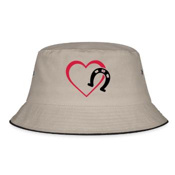 Symbole - Hufe Herz - Bucket Hat - Khaki/Schwarz - Vorne