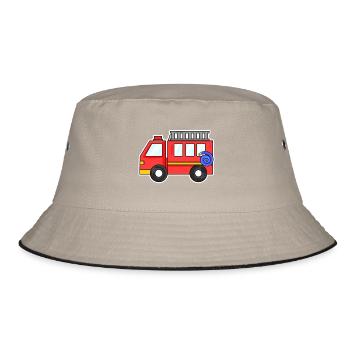 Feuerwehrauto - Bucket Hat - Khaki/Schwarz - Vorne