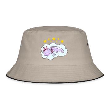 Schlafendes Oxolotl - Bucket Hat - Khaki/Schwarz - Vorne