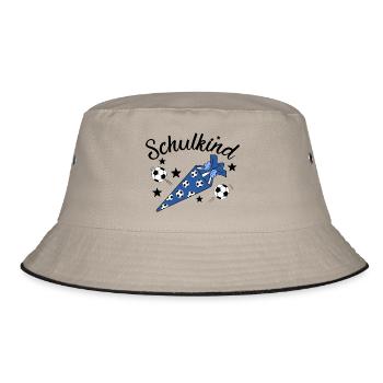 Schulkind Fußball Schulanfang - Bucket Hat - Khaki/Schwarz - Vorne