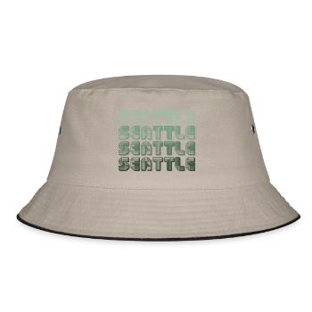 Seattle Retro Blockletters - Bucket Hat - khaki/black - Front