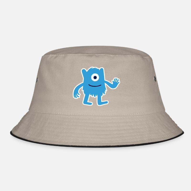 Haariges blaues Monster – Winkender einäugiger Außerirdischer Bucket Hat