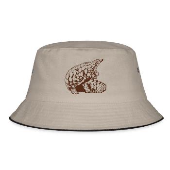 Cool Pangolin Sketch Graphic Wildlife Creature - Bucket Hat - khaki/black - Front