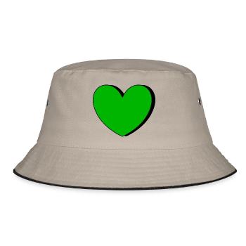 Grünes Herz grün Geschenk  - Bucket Hat - Khaki/Schwarz - Vorne