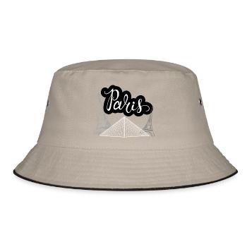 Pariser Schrift-Skyline & Denkmäler - Bucket Hat - Khaki/Schwarz - Vorne
