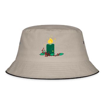 Christmas candle and holly berry - Bucket Hat - khaki/black - Front