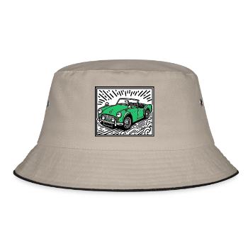 Voiture classique verte - Bob - kaki/noir - Devant