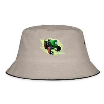 Dieselross F12 Oldtimer Traktor - Bucket Hat - Khaki/Schwarz - Vorne