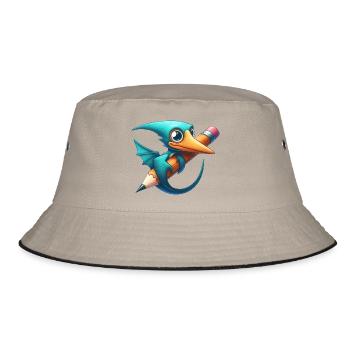 Pterodactyl Pencil Kawaii Pterosaur Dino - Bucket Hat - khaki/black - Front