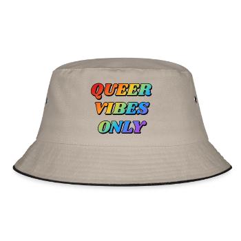 Queer Vibes Nur Regenbogenfarben - Bucket Hat - Khaki/Schwarz - Vorne