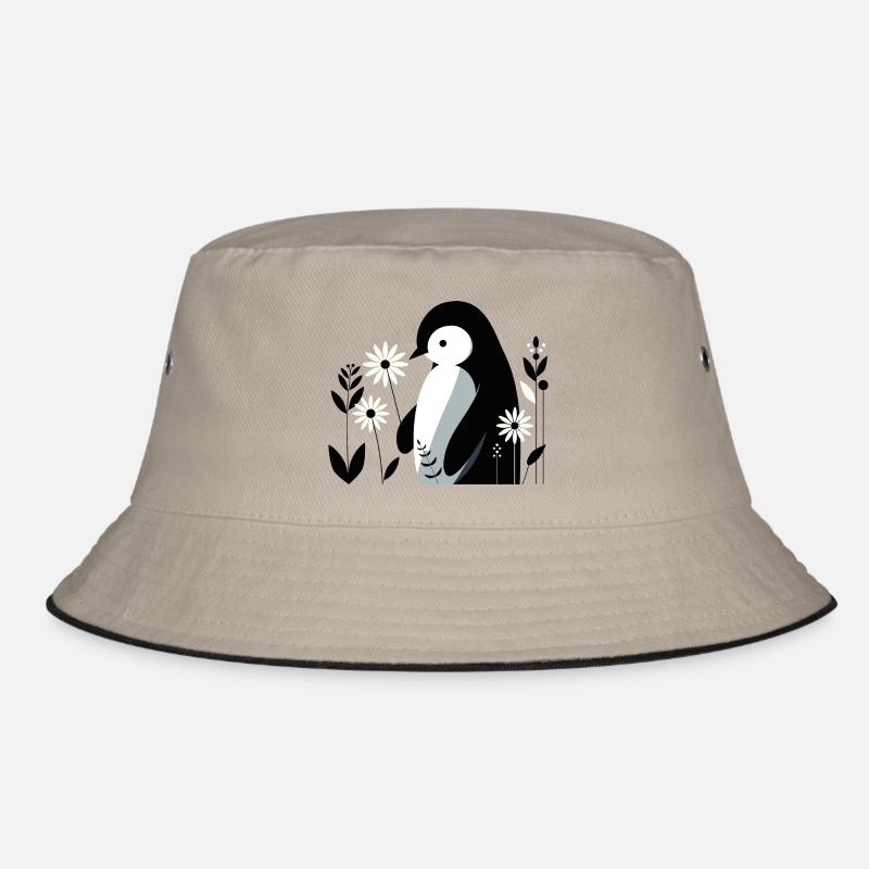 Penguin with flowers Bucket Hat