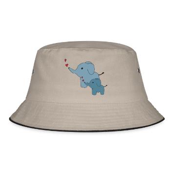 elefant gross und klein - Bucket Hat - Khaki/Schwarz - Vorne