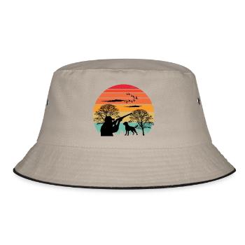 Hunt Ready - Hunting Apparel Retro Design - Bucket Hat - Khaki/Schwarz - Vorne