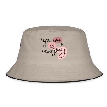 Du schaffst das Motivation Spruch - Bucket Hat - Khaki/Schwarz - Vorne