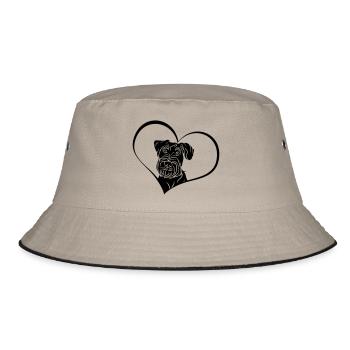 Middle schnauzer in the heart - Bucket Hat - khaki/black - Front