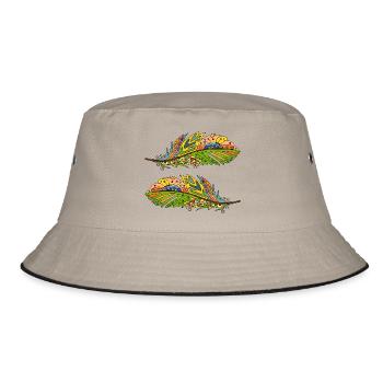 Feder - Bucket Hat - Khaki/Schwarz - Vorne