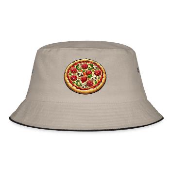 pizza - Bucket Hat - Khaki/Schwarz - Vorne