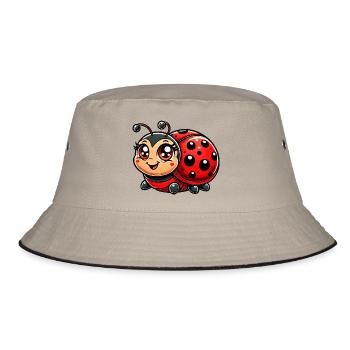 marienkäfer cartoon tier - Bucket Hat - Khaki/Schwarz - Vorne