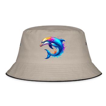 Delfin - Bucket Hat - Khaki/Schwarz - Vorne
