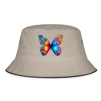 Colorful Butterfly Nature Inspired Summer Vibes - Bucket Hat - khaki/black - Front