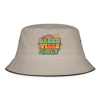 Green Vibes uniquement style rétro hippie - Bob - kaki/noir - Devant