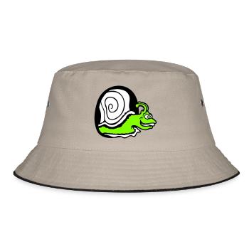 snail peeks hole wall mouse hole funny silly - Bucket Hat - khaki/black - Front