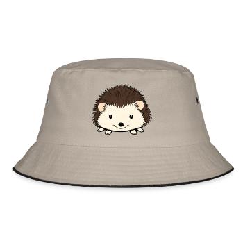 Niedlicher Igel mit freundlichem Gesicht - Bucket Hat - Khaki/Schwarz - Vorne