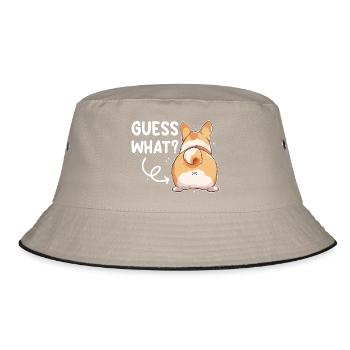 Guess what Corgi Butt saying - Bucket Hat - khaki/black - Front