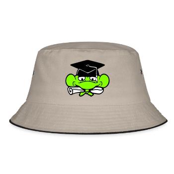 Frosch Schulabschluss Abitur bestanden College süß - Bucket Hat - Khaki/Schwarz - Vorne