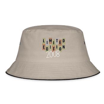 Limitierte Edition 2008 18.Geburtstag Geschenk - Bucket Hat - Khaki/Schwarz - Vorne