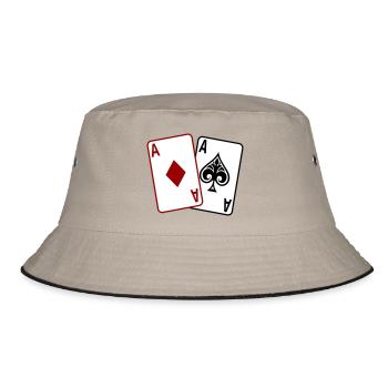 Poker Cards – Texas Hold'em Casino Design - Bucket Hat - khaki/black - Front
