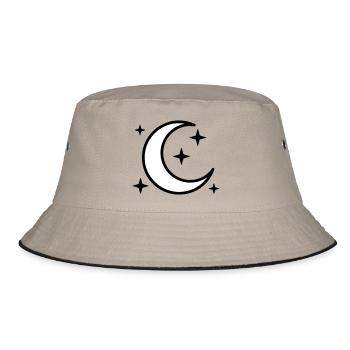 Crescent Moon & Stars | Magic Night - Bucket Hat - khaki/black - Front