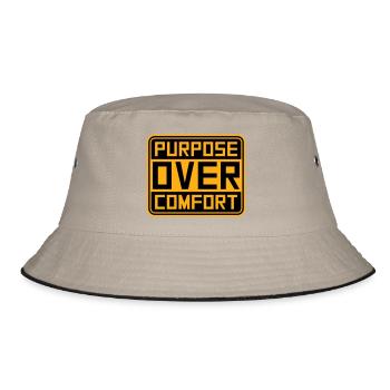 Purpose Over Comfort Motivation Mindset Wachstum - Bucket Hat - Khaki/Schwarz - Vorne